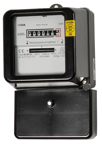 KDK Wechselstromzähler für Direktanschluss,  230V, 50Hz, elektromechanisch 10(40)A, instandgesetzt, beglaubigt