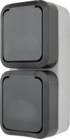 AquaStorm Steckdose 2-fach Senkrecht AP grau