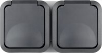 AquaStorm Steckdose 2-fach Waagrecht AP grau