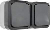 AquaStorm Steckdose 2-fach Waagrecht AP grau