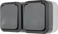 AquaStorm Steckdose 2-fach Waagrecht AP grau