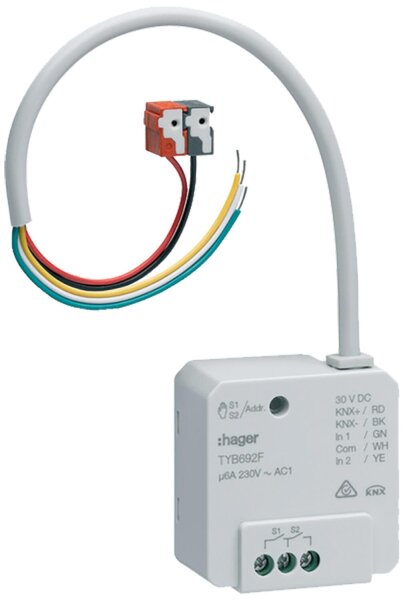 Hager Schaltaktor Jalousieaktor 2/1-fach + 2 Eingänge 6A KNX UP TYB692F