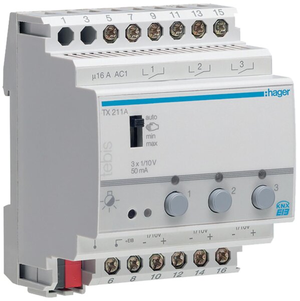 Hager Schaltaktor Dimmaktor 3-fach KNX REG TX211A