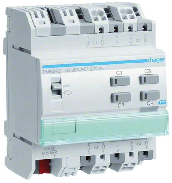 Hager Rollladenaktor Jalousieaktor 4-fach 230V KNX REG TYA624C