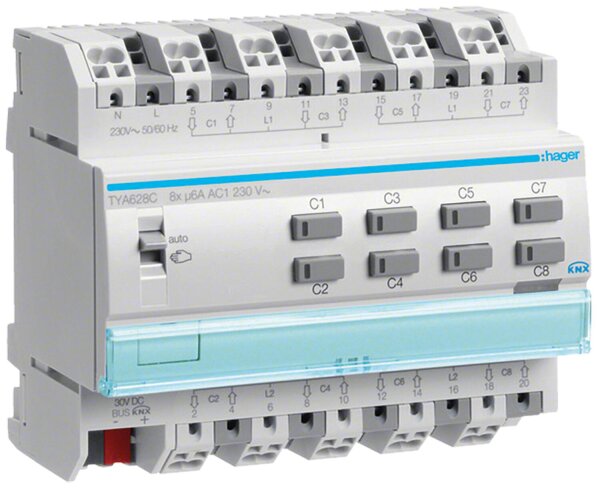 Hager Rollladenaktor Jalousieaktor 8-fach 230V KNX REG TYA628C