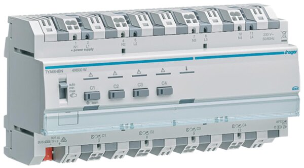 Hager Universal-Dimmaktor 4-fach 5-600W ESL/LED KNX REG TYA664BN