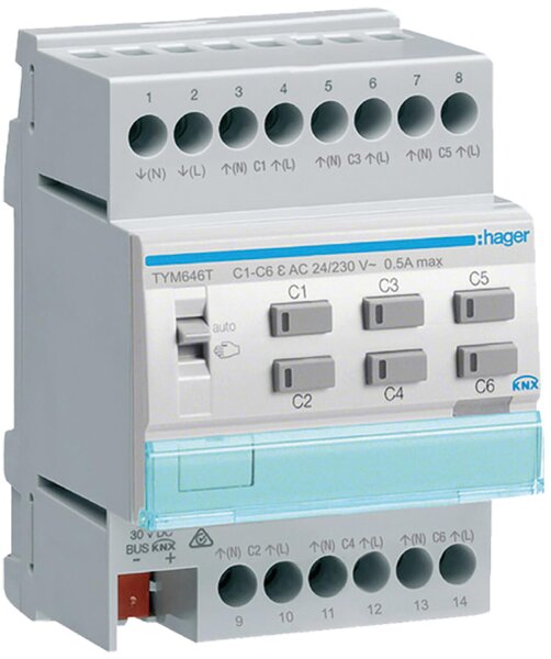 Hager Heizungsaktor 6-fach 24/230V KNX REG TYM646T