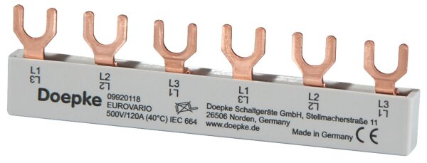 Sammelschiene EV-S G 3.6.120, 10 mm², Gabel, 3-phasig