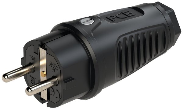 Schutzkontaktstecker Vollgummi (schwarz)