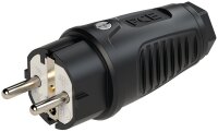 Schutzkontaktstecker Vollgummi (schwarz)