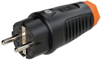 Schutzkontaktstecker Vollgummi (schwarz/orange)