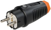Schutzkontaktstecker Vollgummi (schwarz/orange)