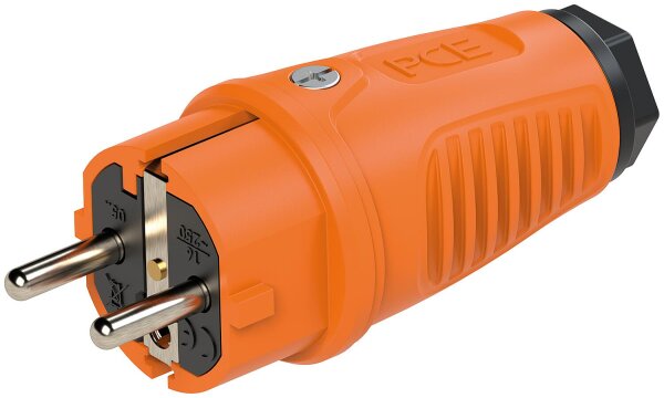 Schutzkontaktstecker Vollgummi (orange/schwarz)