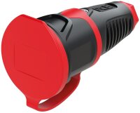 Schutzkontaktkupplung mit Deckel, Gummi (schwarz/rot)