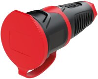 Schutzkontaktkupplung mit Deckel, Vollgummi (schwarz/rot)