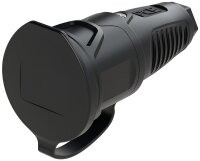 Schutzkontaktkupplung mit Deckel, Vollgummi (schwarz)