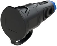 Schutzkontaktkupplung mit Deckel, Vollgummi (schwarz/orange)