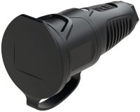 Schutzkontaktkupplung mit Deckel, Vollgummi (schwarz/blau)