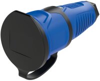 Schutzkontaktkupplung mit Deckel, Vollgummi (blau/schwarz)