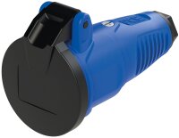 Schutzkontaktkupplung mit Klappdeckel, Gummi (blau/schwarz)