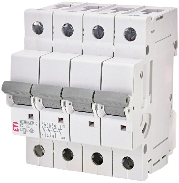 ETI Leitungsschutzschalter ETIMAT P10 3-polig + N, 10kA, C13, REG