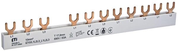 ETI Kupferschiene, Phasenschiene, 3-polig, IZ10/L1L2L3_L1L2L3