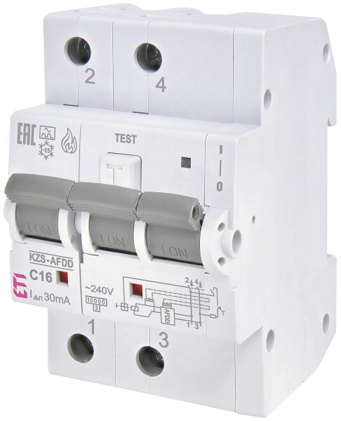 ETI Brandschutzschalter KZS-AFDD 3M2p, 2-polig, Typ A, C16 / 0,03A, unverzögert, REG