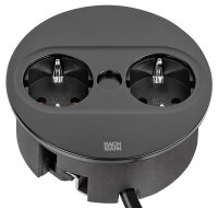 Bachmann TWIST 2 Tischsteckdose 2x Schuko, Edelstahl, eckig