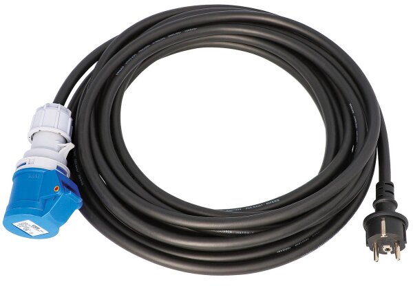 Schuko-CEE 230V Adapterleitung H07RN-F, 3x1,5mm², 15m
