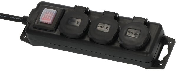 Std-Verteiler 3fach 2m H07RN-F3G1.5 schwarz, mit Schalter, IP44