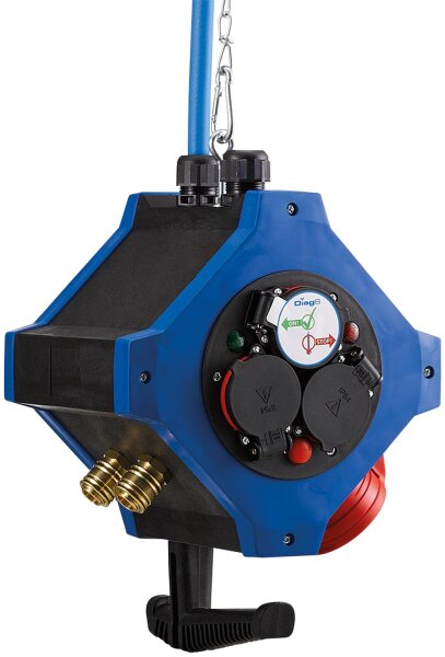 Energie-/Druckluft- Hängeverteiler 6x230 V/16 A 1xCEE 400V/16 A 2xDruckluft