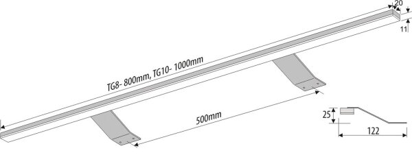 Möbelleuchte 1000, LED 11,12W, 116LED Aluminium, 1m Zuleitung