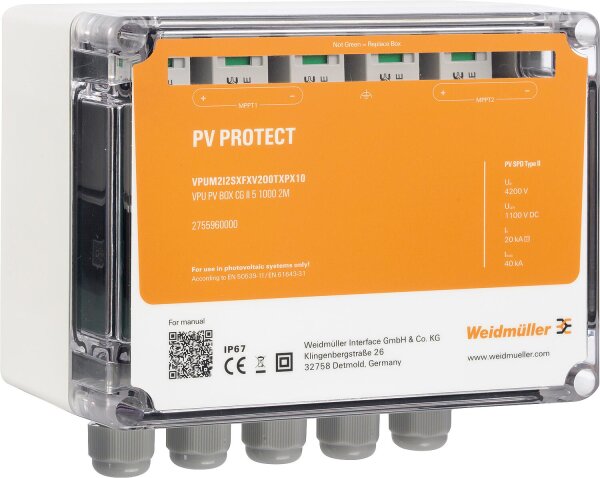 Überspannungsbox für Wechselrichter, 1MPP, 1E, Typ II, Push-In