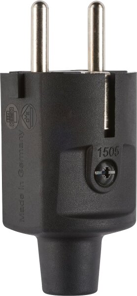 TPE Schutzkontakt-Stecker Comp., schwarz, IP20, Typ 1505