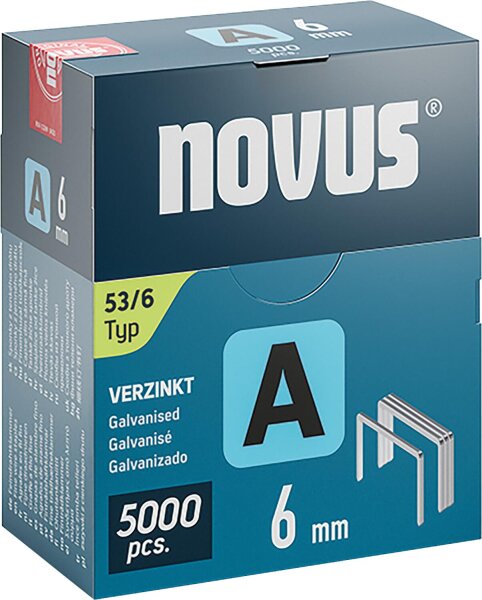 Feindrahtklammer Novus Typ A 53/6 verzinkt, superhart VPE: 5000 Stück