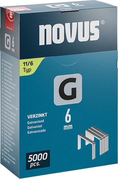 Flachdrahtklammer Novus Typ G 11/6 verzinkt VPE: 5000 Stück