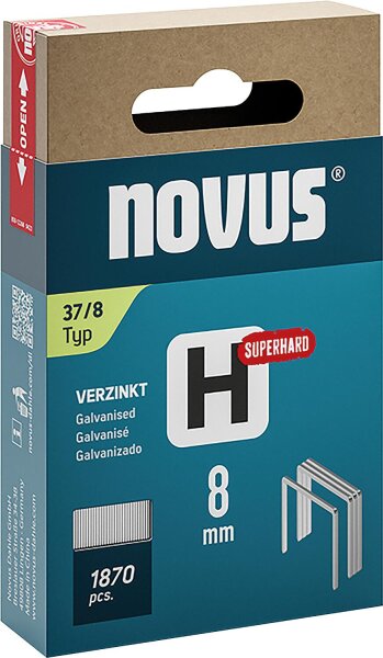 Feindrahtklammer Novus Typ H 37/8 verzinkt, superhart VPE: 1870 Stück