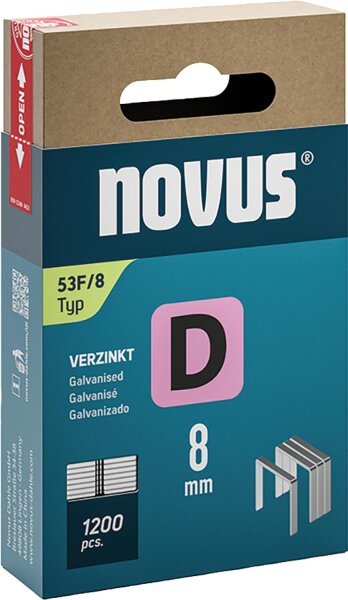 Flachdrahtklammer Novus Typ D 53F/8 verzinkt VPE: 1200 Stück