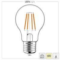 LED-Glühlampen-Set Filament LEDs Light - Klassisch A60 E27 7W 806lm 2700K Klar - VPE5