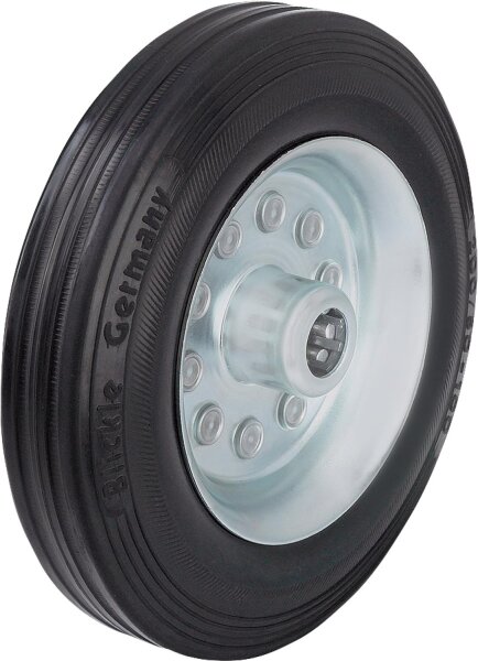 Vollgummireifen mit Stahlblech- Felge,VE 200/20R,Achsloch-Ø 20mm, Rad-Ø 200mm,Tragfähigkeit 205kg
