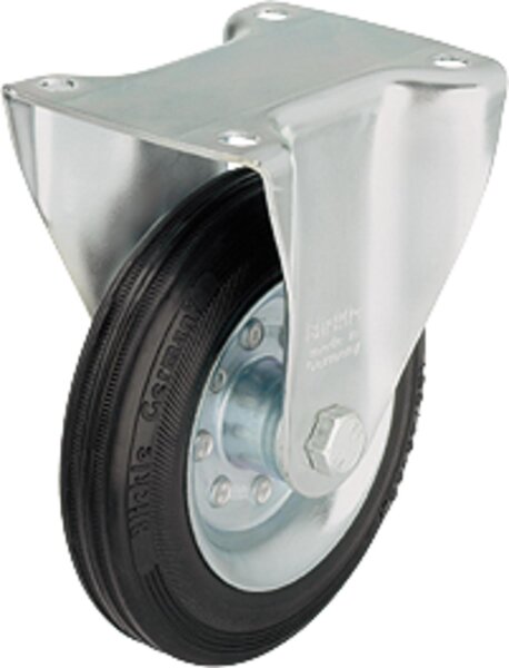 Vollgummi-Bockrolle BE-VE 100R, Tragfähigkeit 70kg, Rad-Ø 100mm, Plattengröße 100x85mm
