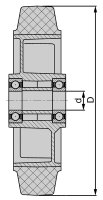 Schwerlast Vollgummireifen,Alukörper ALEV 100/15K,Tragfähigkeit 200kg, Rad-Ø 100mm,Achsloch-Ø 15mm