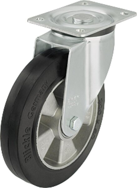 Schwerlast Lenkrolle,Vollgummireifen L-ALEV 160K,Tragfähigkeit 400kg, Rad-Ø 160mm,Plattengröße 140x110mm