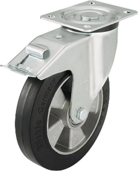 Schwerlast Lenkrolle m. Feststeller L-ALEV 200K-FI,Tragfähigkeit 400kg, Rad-Ø 200mm,Plattengröße 140x110mm