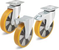 Schwerlastlenkrolle Polyurethan/Stahl LK-ALTH 125K-3,Tragfähigkeit 350kg, Rad-Ø 125mm,Plattengröße 140x110mm