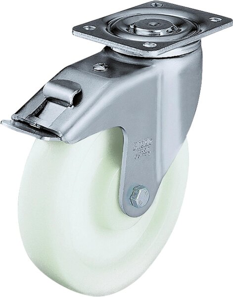 Lenkrolle Stahlblech/Schwerlast/ Feststeller,Tragfähigkeit 800kg, Rad-Ø 150mm,Plattengröße 140x110mm