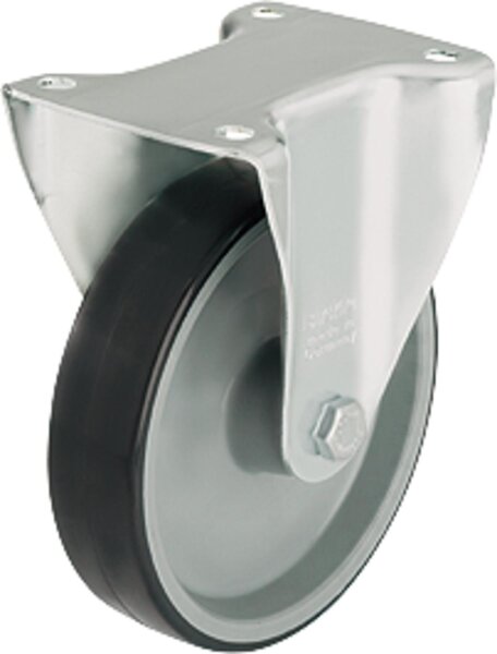 Bockrolle Polyurethan Plattengröße 100x85mm, Rad-Ø 125mm, Tragfähigkeit 150kg