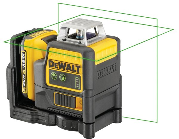 Kreuzlinienlaser DeWALT 12V DCE0811D1G-QW 2x 360°, grün mit 1x 2,0 Ah Akku und Ladegerät