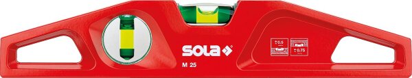 Aluminium-Wasserwaage-Guss SOLA , 25cm (2 Libellen) M 25