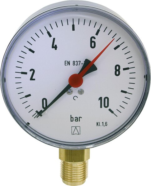 Rohrfeder-Standardmanometer -1/0 bar, Ø 100 mm, G 1/2"
